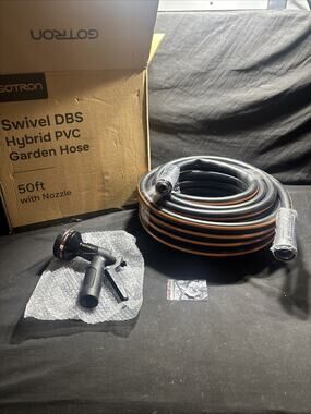 Gotron Swivel DBS Hybrid PVC Garden Hose 50ft Nozzle